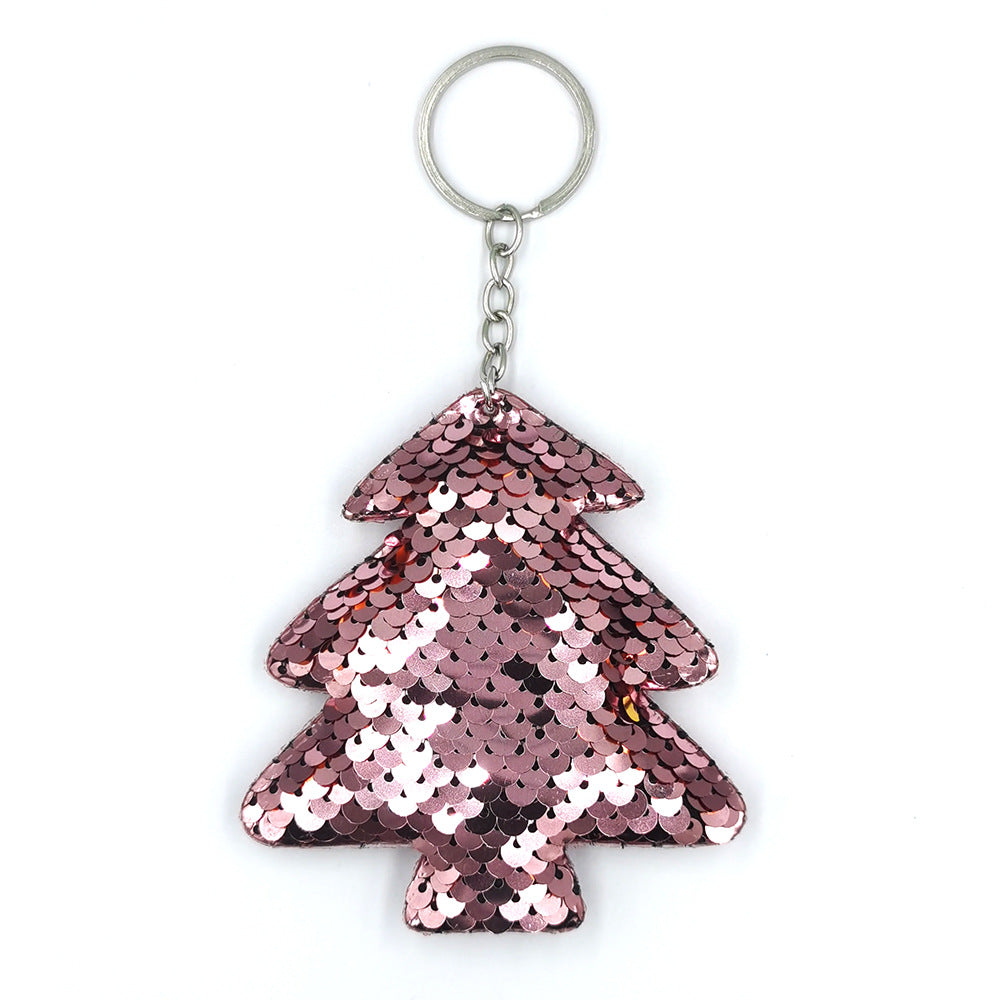 Wholesale Glitter Christmas Tree Reflective Bright Surface Rainbow Pine Keychains